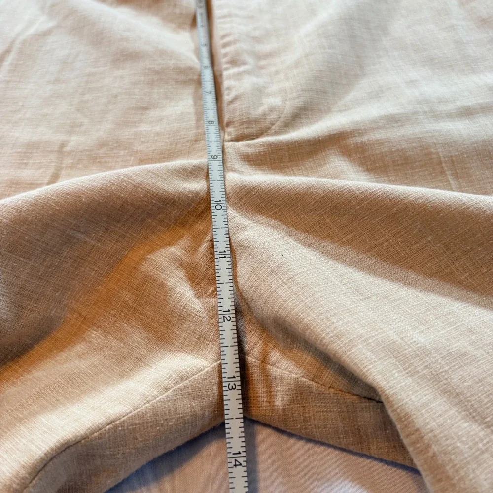 NHIH Linen Blend Straight Leg Pants Mens 36 Beige Tan Summer Beach Trousers